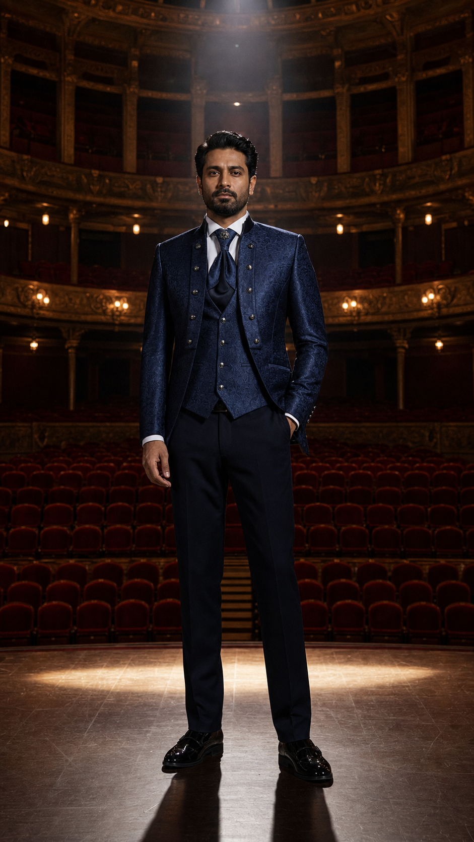 Midnight Concerto Navy Jacquard Formal Suit