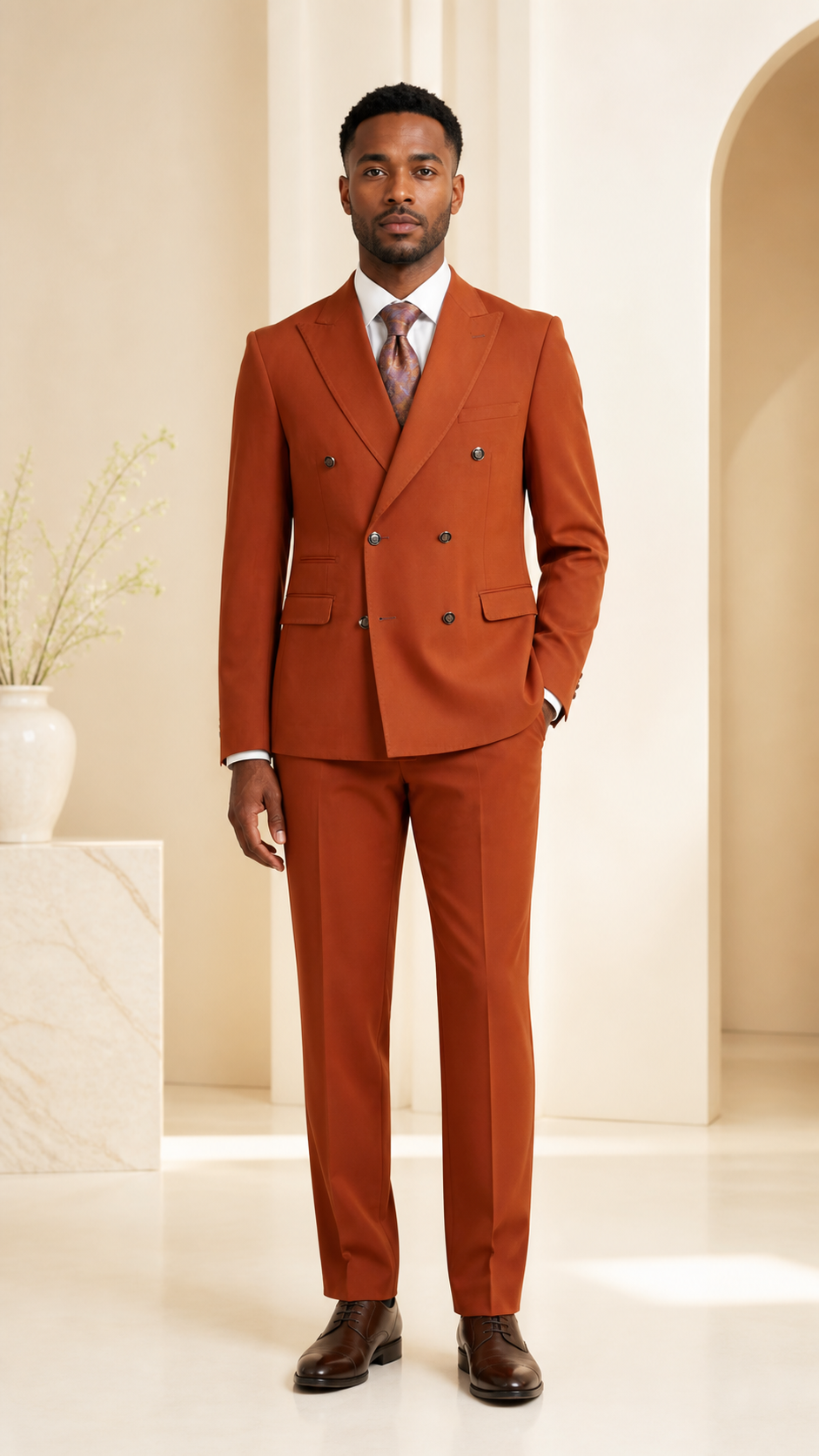 Copper Avenue Rust Double-Breasted Suit
