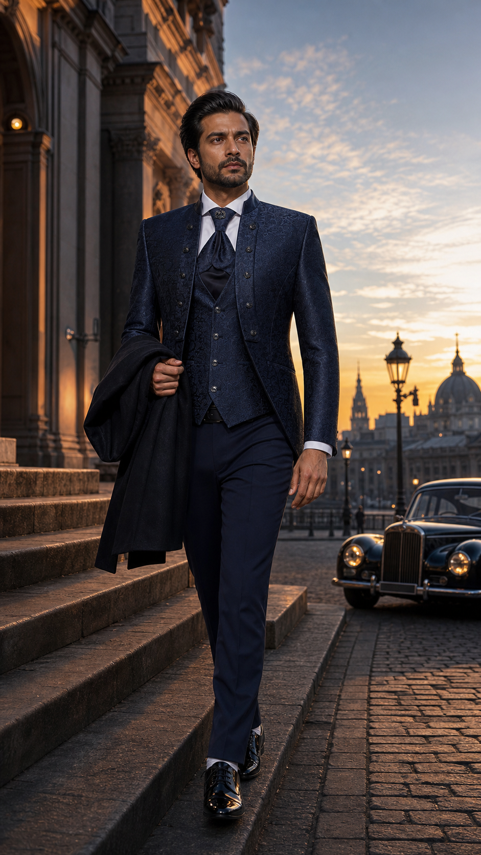 Midnight Concerto Navy Jacquard Formal Suit