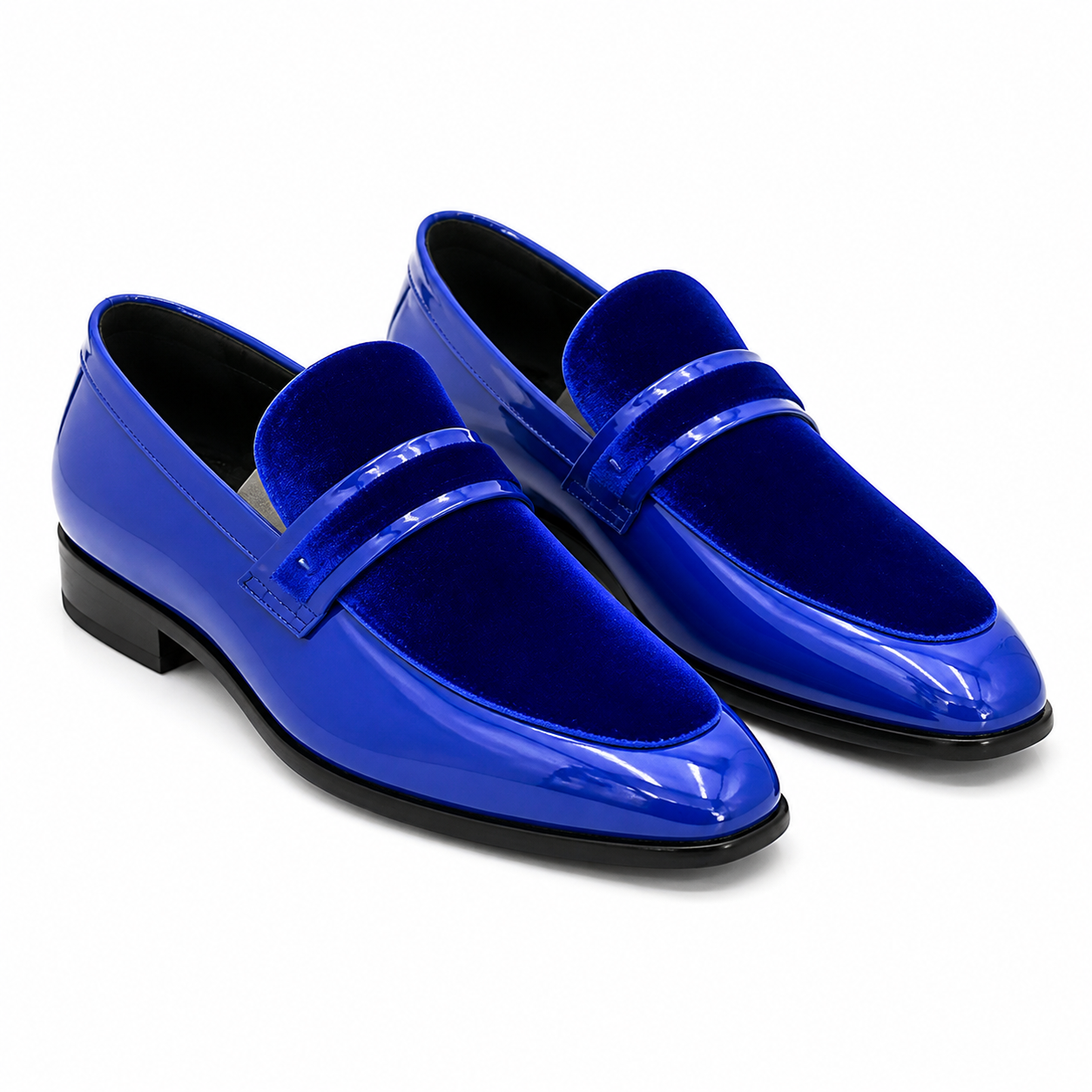 Stacy Adams Royal Blue Velvet Patent Formal Loafer