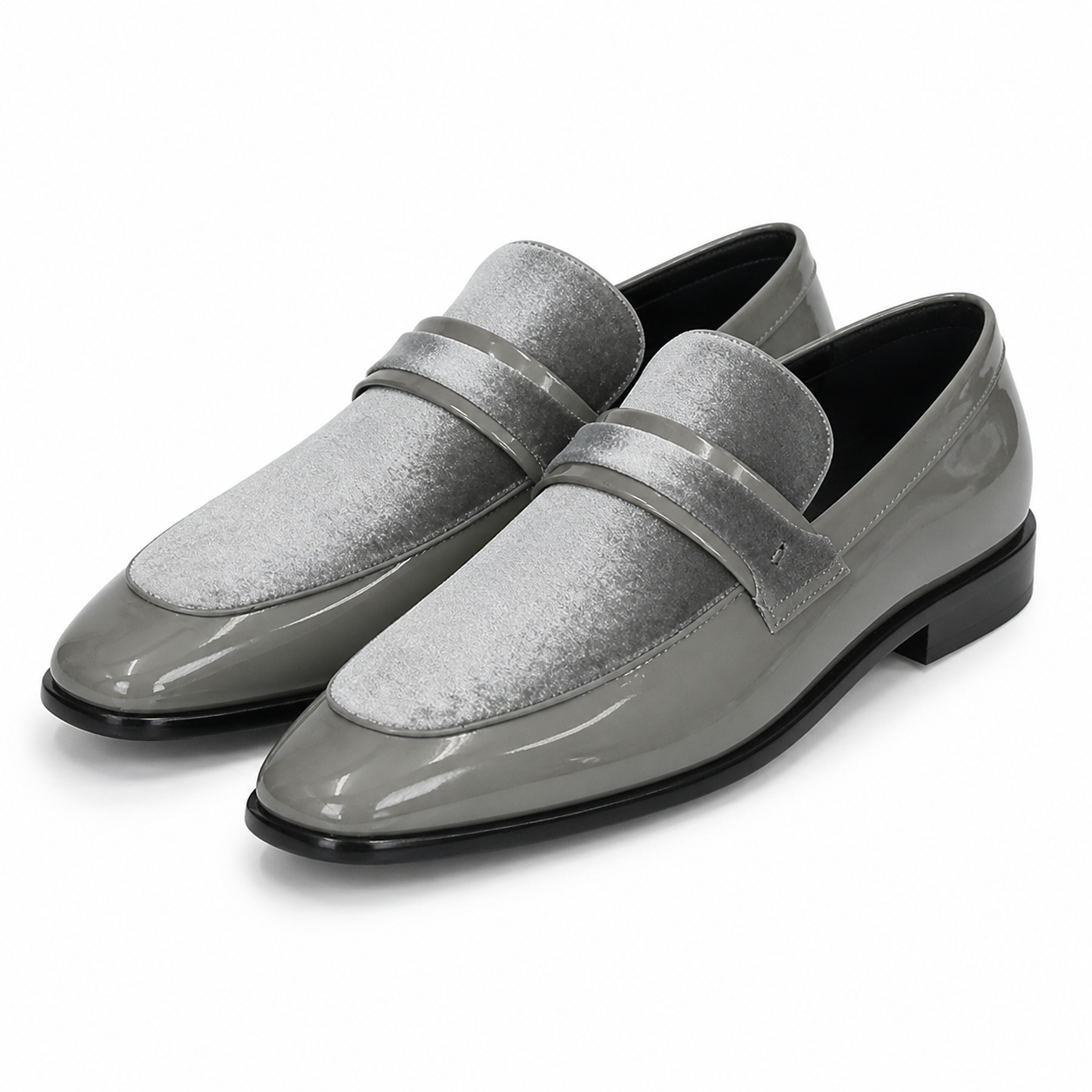 Stacy Adams Silver Velvet Patent Formal Loafer