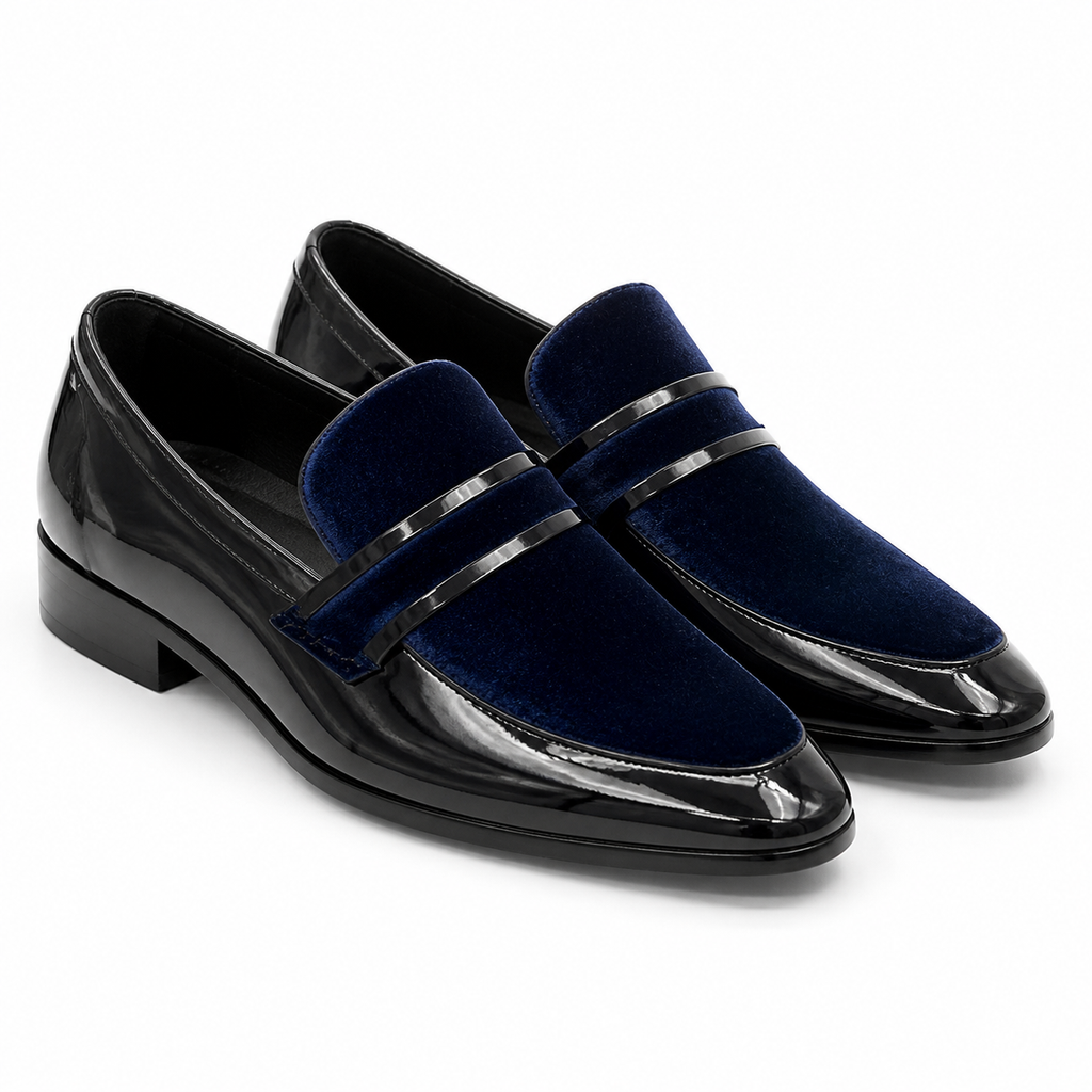 Stacy Adams Navy Velvet Double-Strap Formal Loafer