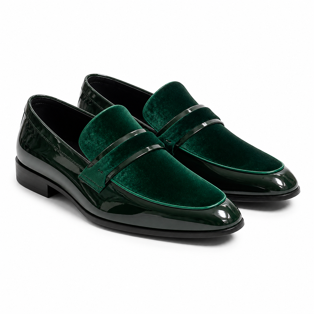 Stacy Adams Emerald Velvet Patent Formal Loafer
