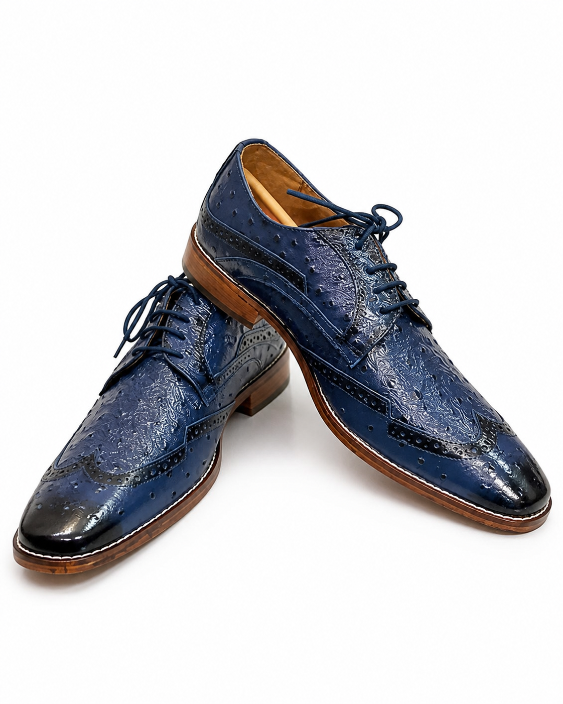 Stacy Adams Navy Paisley-Embossed Formal Oxford