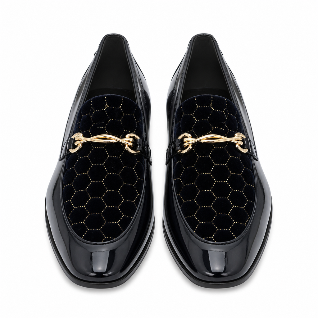 Stacy Adams Black Velvet Gold Bit Loafer