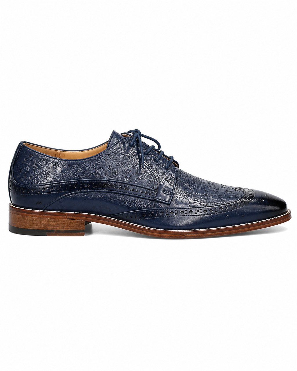 Stacy Adams Navy Paisley-Embossed Formal Oxford