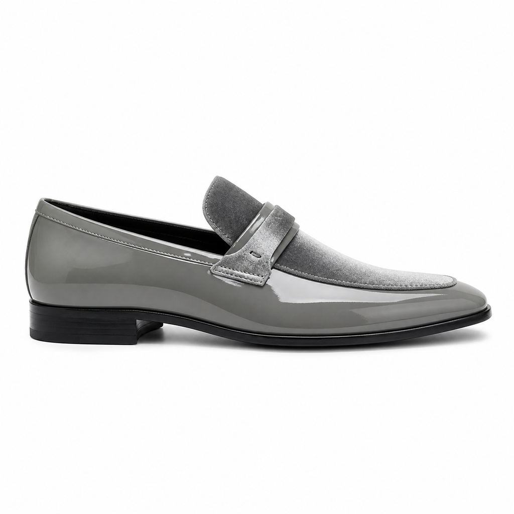 Stacy Adams Silver Velvet Patent Formal Loafer