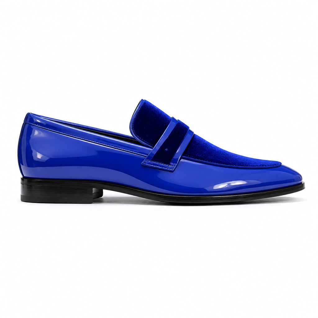 Stacy Adams Royal Blue Velvet Patent Formal Loafer