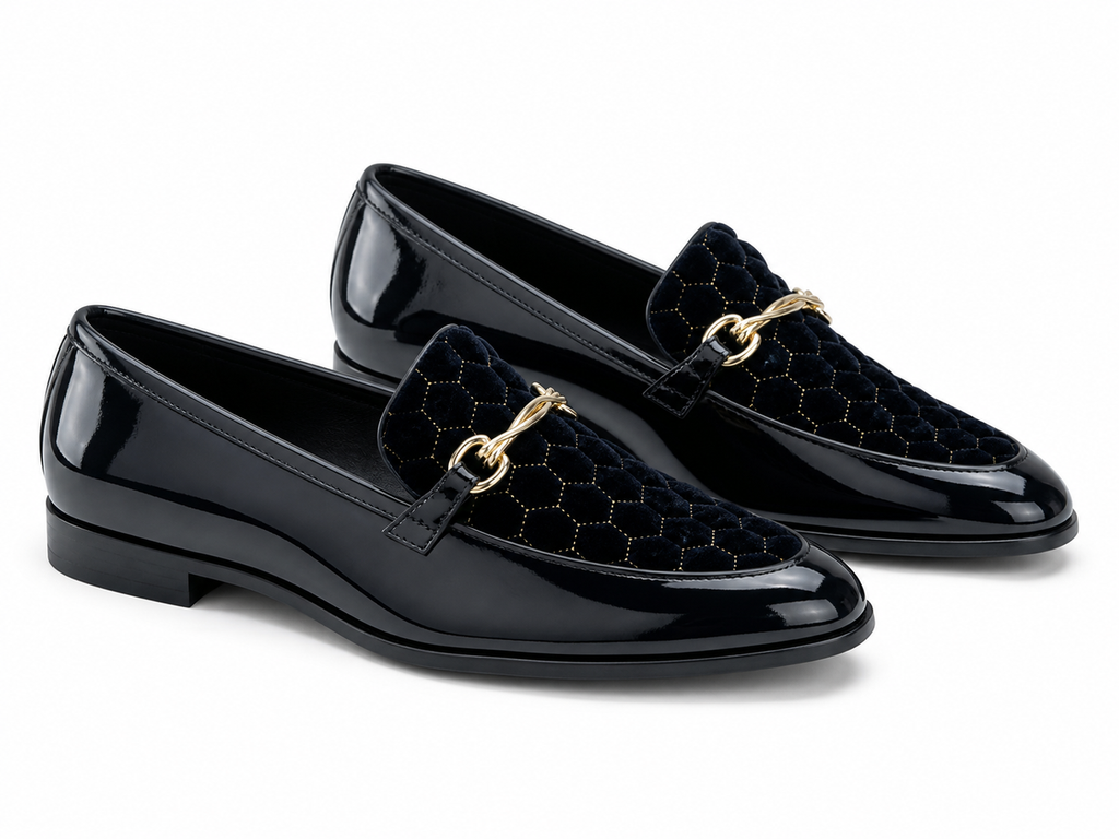 Stacy Adams Black Velvet Gold Bit Loafer