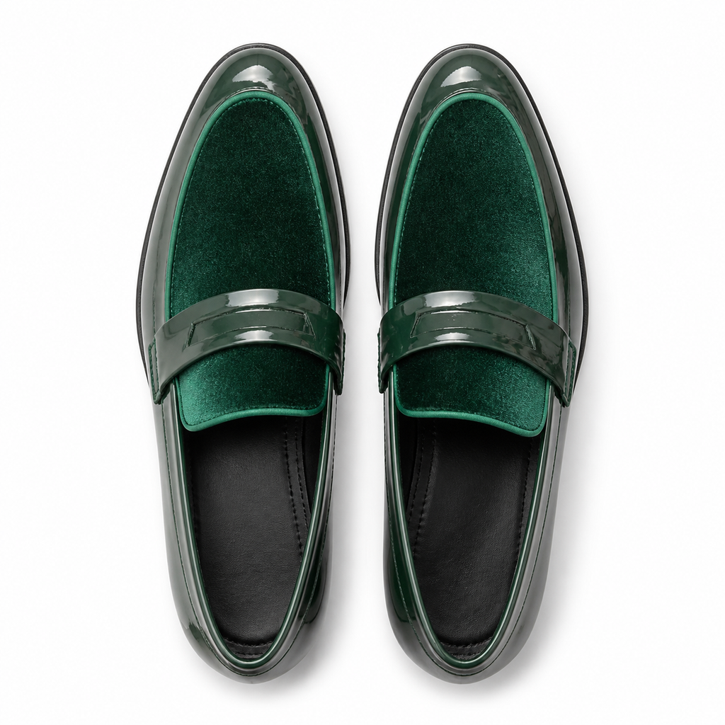 Stacy Adams Emerald Velvet Patent Formal Loafer