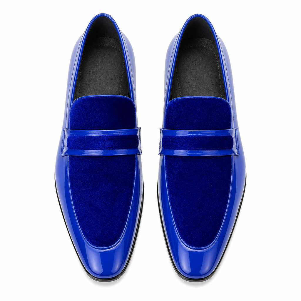 Stacy Adams Royal Blue Velvet Patent Formal Loafer