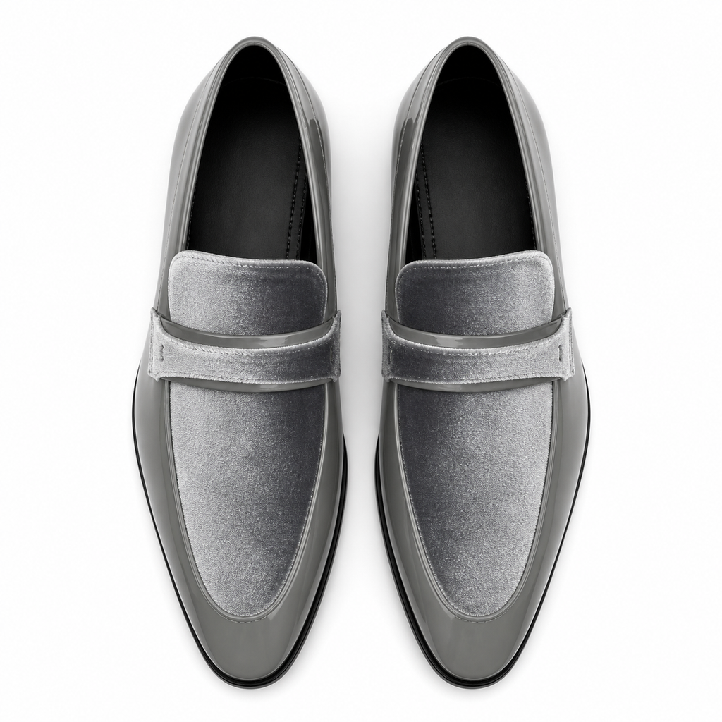 Stacy Adams Silver Velvet Patent Formal Loafer