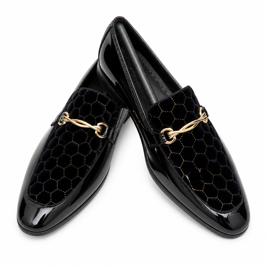 Stacy Adams Black Velvet Gold Bit Loafer
