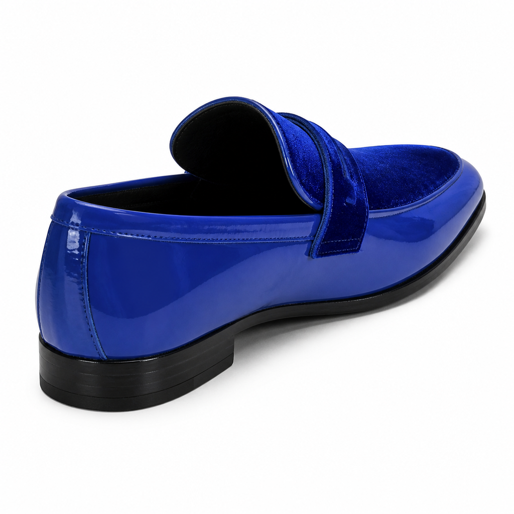 Stacy Adams Royal Blue Velvet Patent Formal Loafer