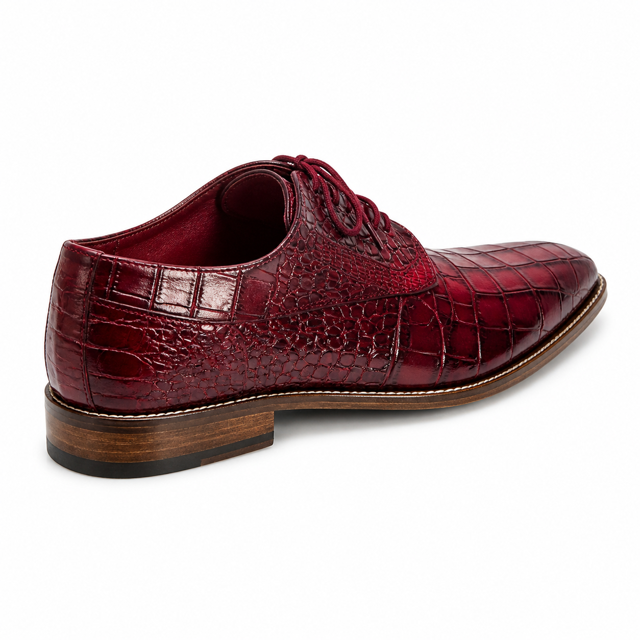 Stacy Adams Deep Red Crocodile-Embossed Formal Oxford