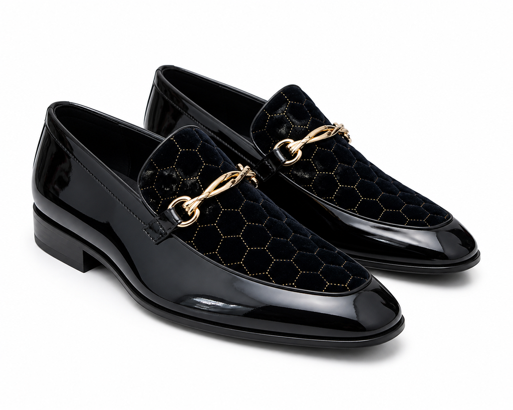 Stacy Adams Black Velvet Gold Bit Loafer
