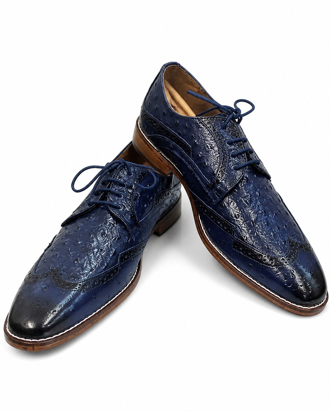 Stacy Adams Navy Paisley-Embossed Formal Oxford