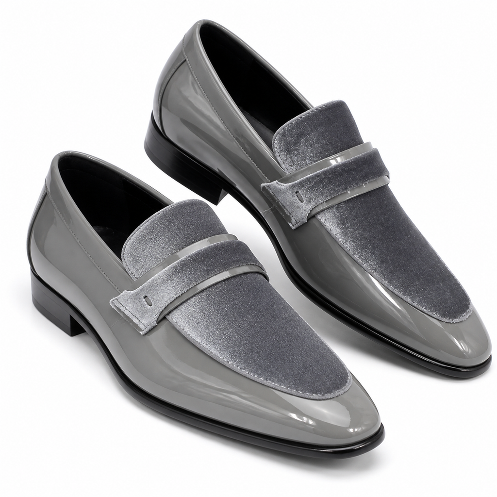 Stacy Adams Silver Velvet Patent Formal Loafer