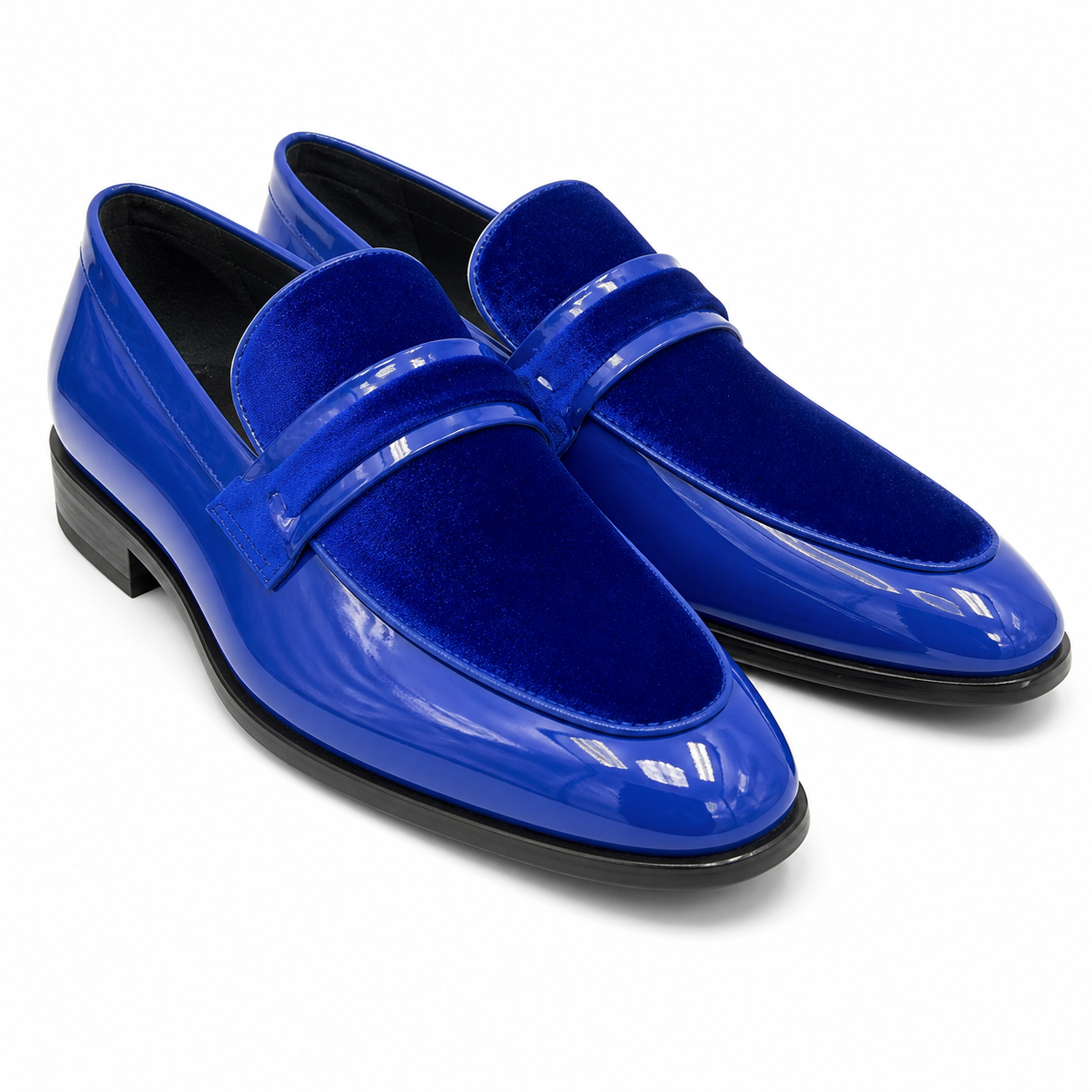 Stacy Adams Royal Blue Velvet Patent Formal Loafer