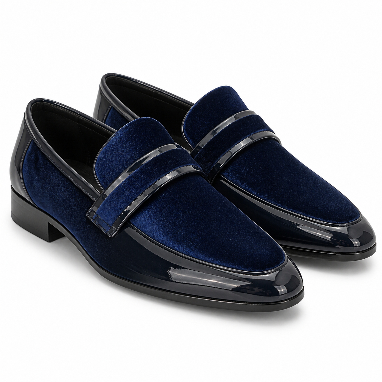 Stacy Adams Navy Velvet Double-Strap Formal Loafer