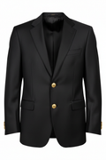 Black two-button blazer, no model