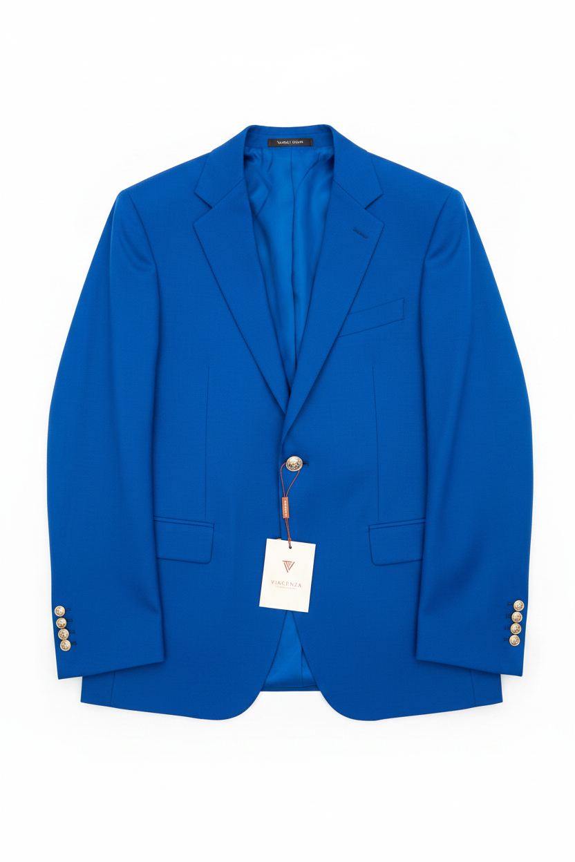 Vivid electric royal blue two-button blazer, no model