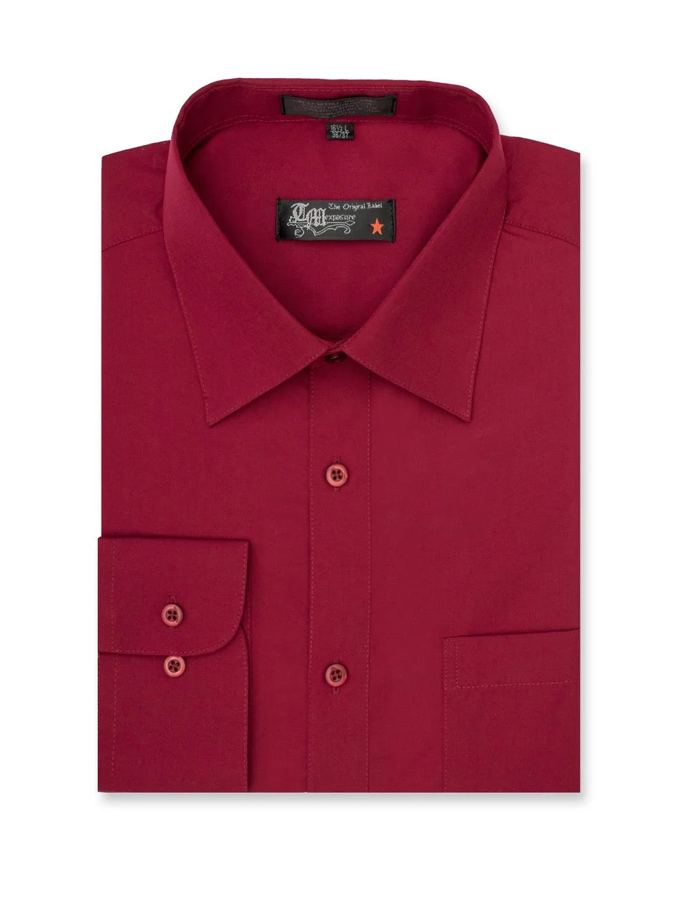 Long Sleeve Dress Shirt - Red Wine